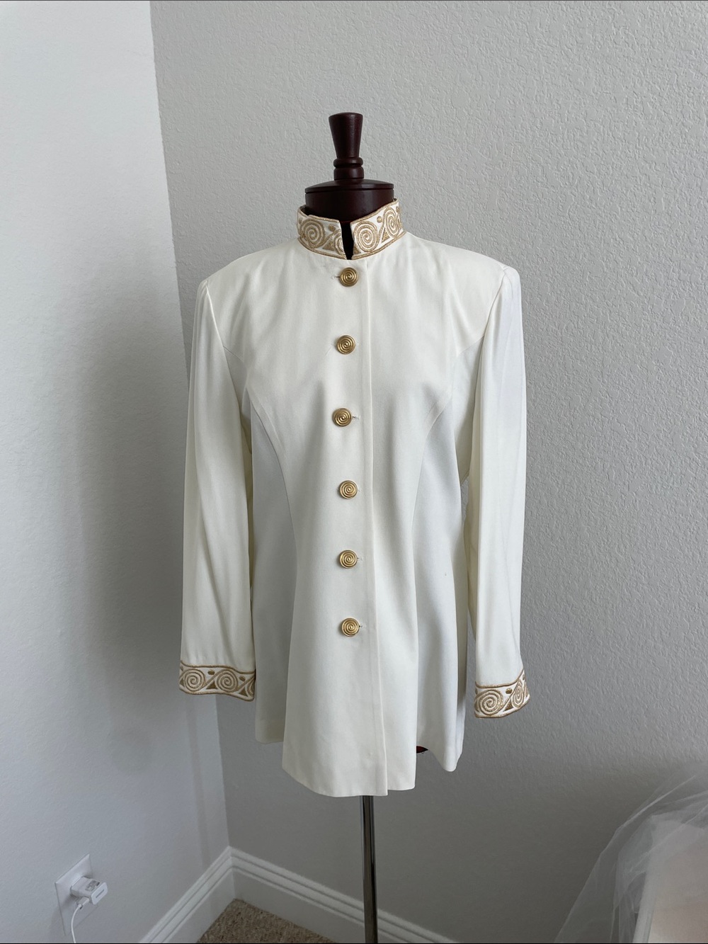 1980’s Neuru Jacket.  Elegant Cream  with Gold Trim
